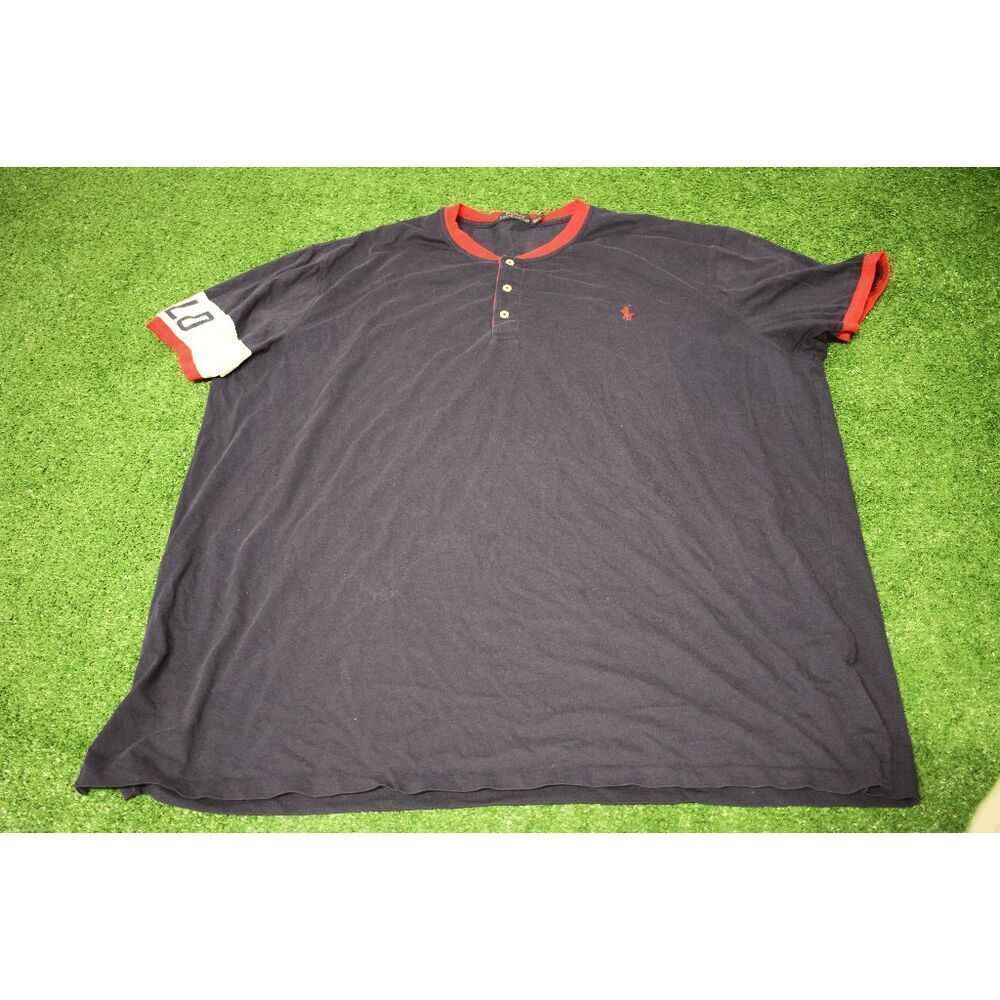 Polo Ralph Lauren Men’s 3XLT Navy Henley Shirt | Red Trim | POLO Sleeve Patch